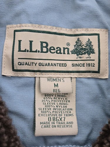 LL Bean Womens MEDIUM Canvas Sherpa Fleece Lined Barn Chore Coat Jacket Blue - Picture 3 of 14