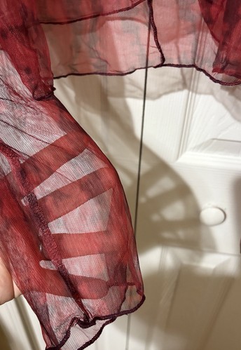 Free People Blusa Trasparente Manica Lunga Vedi Attraverso Rosso Copertura Media - Foto 3 di 10