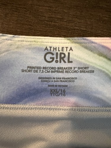Athleta Girl Printed Record Breaker 3" Short XXL/16 Marble Pink Blue Athleisure - Picture 7 of 10