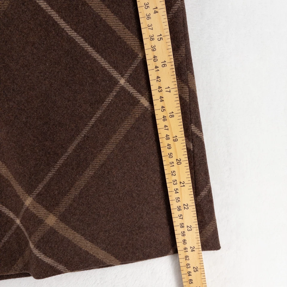 Falda Ann Taylor Talla 2 Forrada Línea A Retro Marrón A Cuadros Lana Nylon De Colección Años 90 Foto 3 de 4
