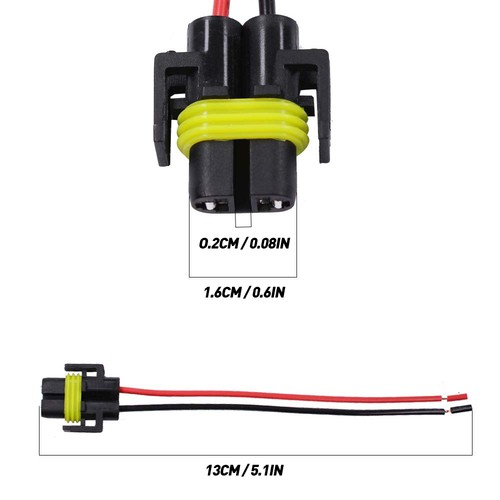 H11 Location H9 H8 Female Adapter HID Socket Connector Plug Wire Pigtail Lamp US - Picture 3 of 12