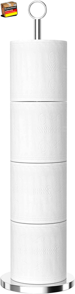 Freistehender Edelstahl Toilettenpapierhalter Mit 4 Rollen, Platzsparend, Modern-image