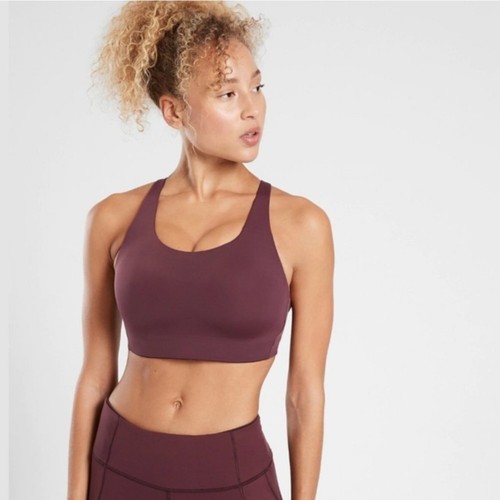 Athleta Advance Maroon Clasp Back Sports Bra 34C