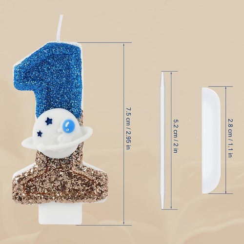 Space Birthday Candle Astronaut Blue Number 1 Outer 1, - Bild 4 von 6