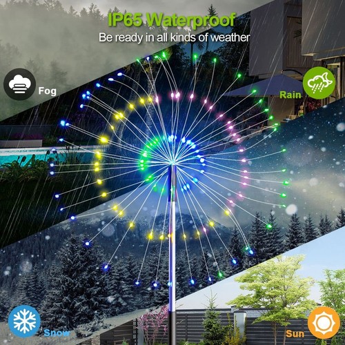 Solar Garden Lights Outdoor,4 Pack 120 LED Firework Design, Waterproof for Ou... - Picture 4 of 8