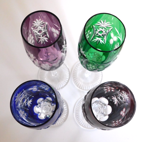 VTG ESTATE CUT TO CLEAR CRYSTAL WINE FLUTES GLASSES LOT OF 4 EUC - Picture 4 of 7