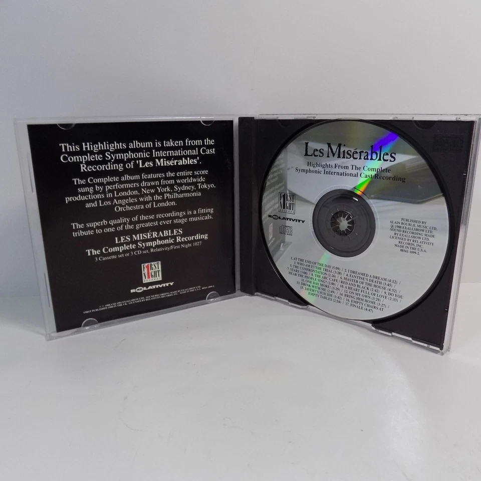 Les Misérables Highlights CD 1988 Grammy Award Winner Musical First Night - Image 4 of 4