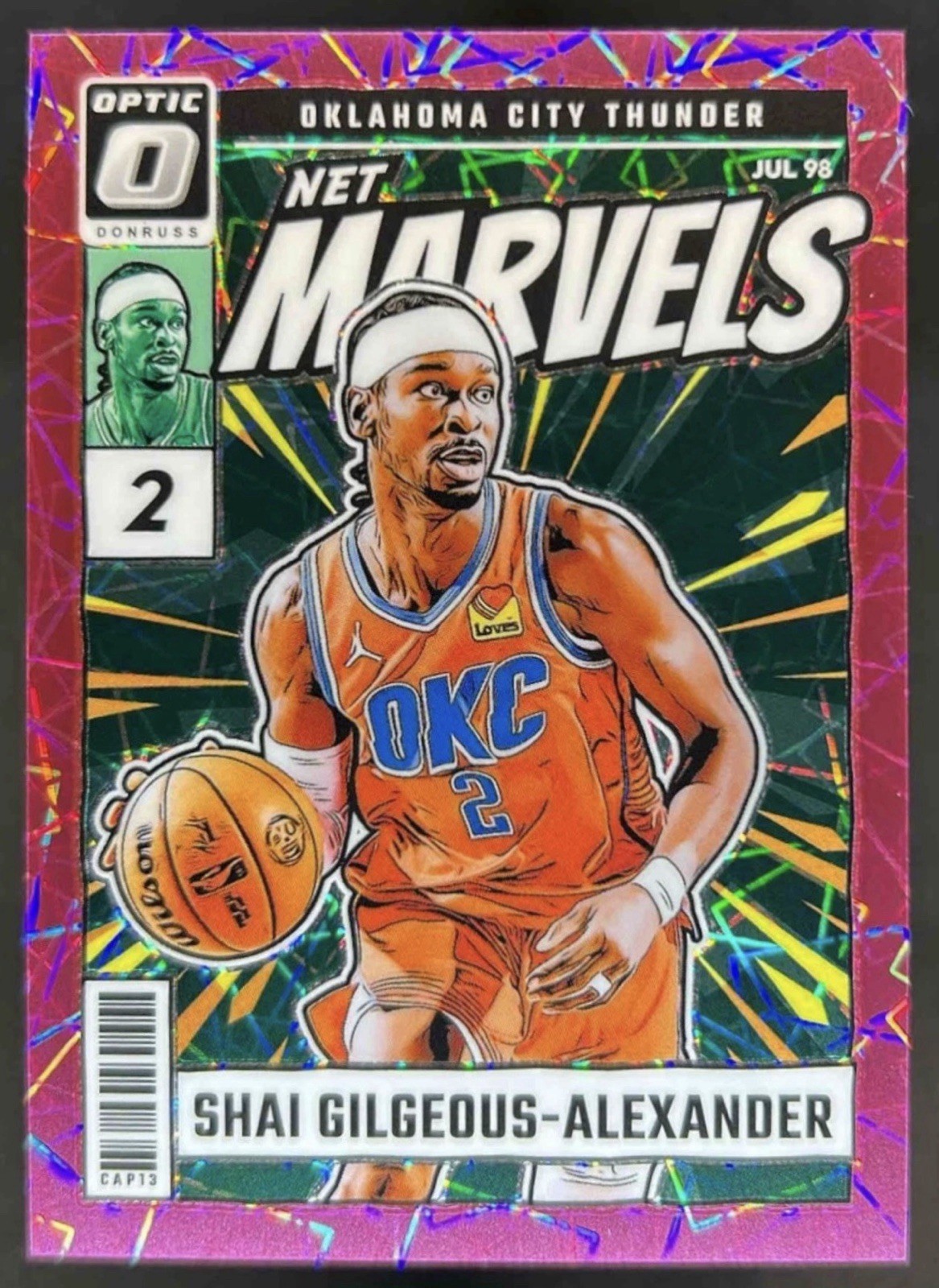 2024-25 OPTIC NET MARVELS #8 SHAI GILGEOUS-ALEXANDER PINK VELOCITY PRIZM /79 SGA