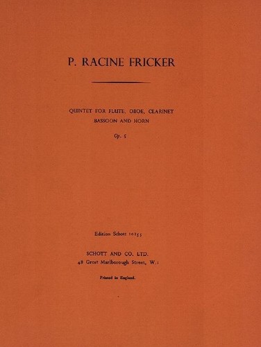 Wind Quintet op. 5 Peter Racine Fricker Set of Parts Flute, Oboe, Clarinet, Bass - Picture 3 of 4