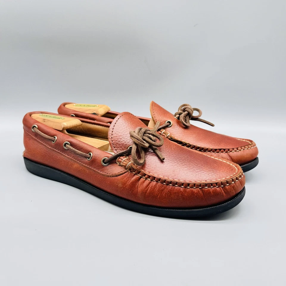 Quoddy Shoes Mens 10 Brown Leather Boat Camp Slip On Handsewn Moc Vibram Comfort - Image 2 of 4