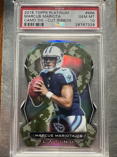 Cinta troquelada Marcus Mariota 2015 Topps platino camuflaje PSA 10 GEMA COMO NUEVA🔥INVERTIR