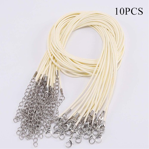 10Pcs Multicolor Leather Wax Necklace Cord DIY Chain String Rope Lobster Clasp - Picture 21 of 39