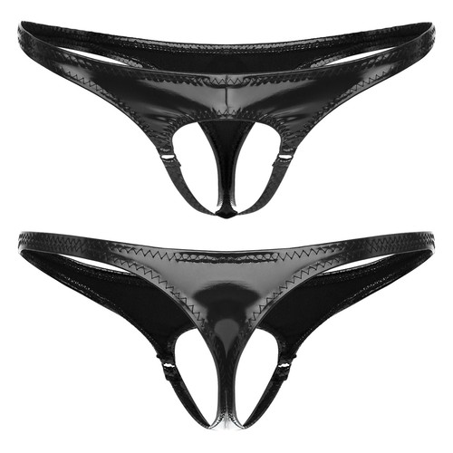 Calzoncillos de bikini con tanga de charol para hombre ropa interior hueca tanga Sissy - Imagen 2 de 11