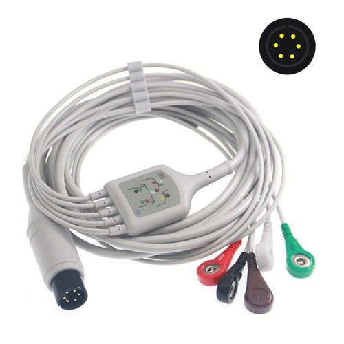 Medical TPU 6pin ECG Leadwires for Various Compatible Brand,Snap,5-Leads Cable - Picture 2 of 3