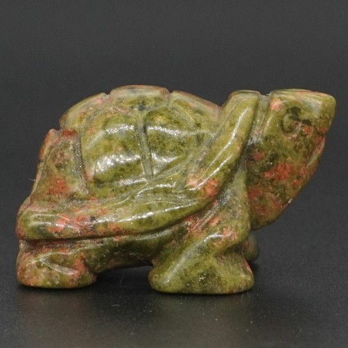 1.5" Turtle Tortoise Natural Gemstone Unakite Crystal Carved Animal Figurine - Picture 4 of 6