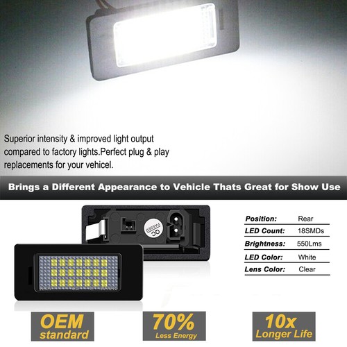 LED License Plate Tag Light Bulbs For BMW E90 E92 E39 E60 E61 M5 E70 6000K White - Picture 2 of 9