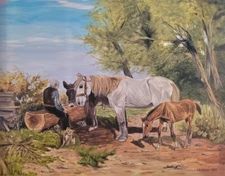 Original Oil Painting on canvas. Handmade. 50 x 40 cm. "Moment of rest".