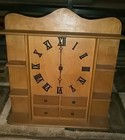 Wooden Wall Clock W/ Display Shelves Quartz Movement & Roman Numeral Display