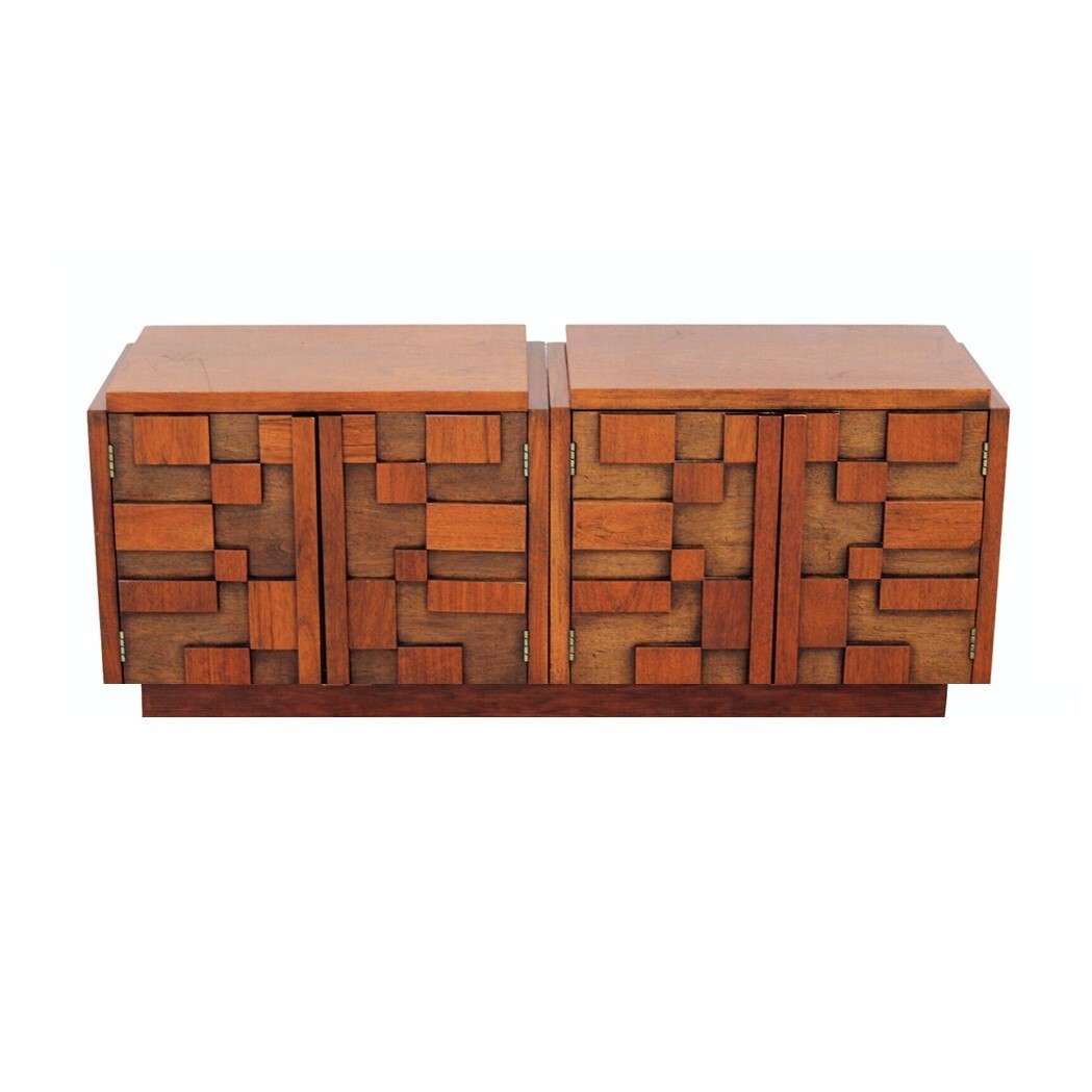 Customized Lane Brutalist TV Console (Nightstands) Mid