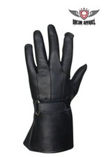 Classic Black Full Finger Deer Skin Leather Motorcycle Biker Riding Gloves