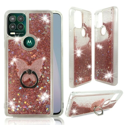 SOLO per Moto G Stylus 5G 2021, custodia bumper TPU glitter liquido anello telefono - Foto 15 di 23