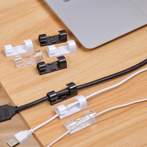 16/20XCable Kordelclips selbstklebend Drahtklemme Tisch Wand ordentlich Halter Orga^UK - Bild 13 von 23