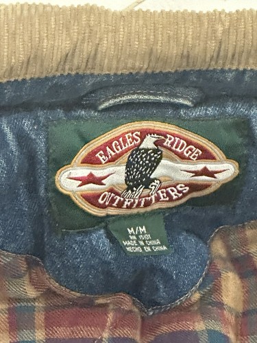 Eagles Ridge Outfitters giacca uomo denim cappotto lavoro coperta foderata zip a scatto vintage M - Foto 13 di 15