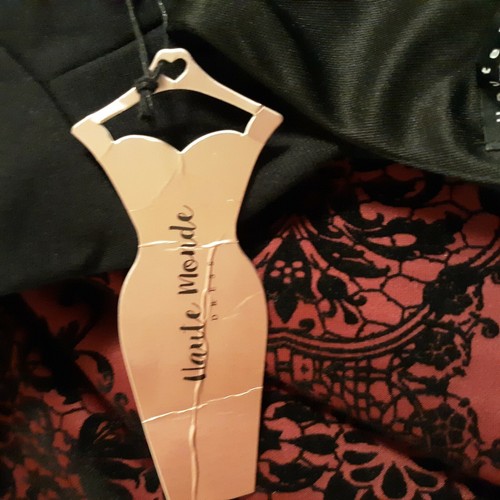 Vtg Haute Monde Fit And Flare Prom Party Holiday Dress Jr. Sz L V Neck and Back - Picture 8 of 10