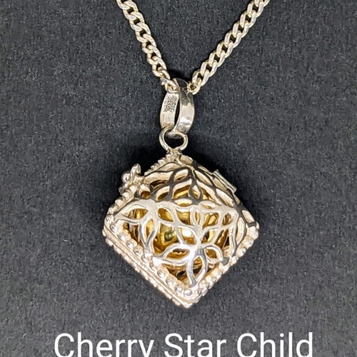 Sterling silver filigree locket harmony ball music pendant on 925 chain necklace