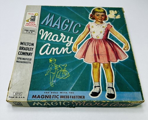 Vestido Vintage Milton Bradley Magic Mary Ann Muñeca Sujetador Magnético Caja Original - Imagen 2 de 21