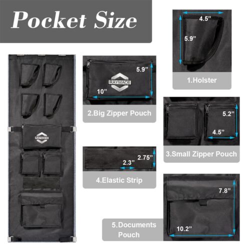 Gun Safe Door Panel Organizer 16.5W*47H Adjustable Width to 22 inch Pistols a... - Picture 4 of 7
