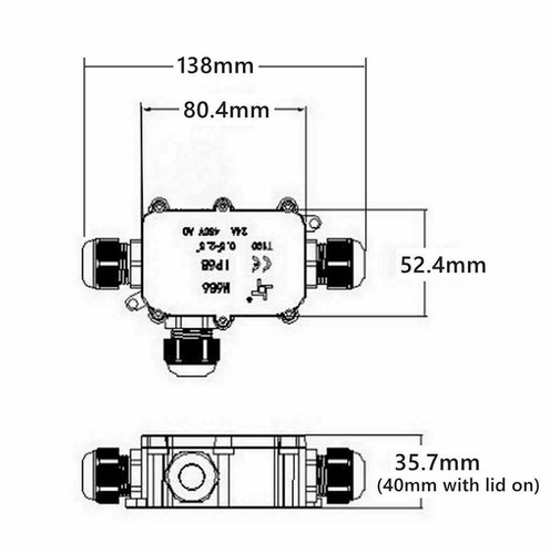 IP65 Connecteur 2-3 voies Bo?te de d?rivation 2024 de c?ble ?tanche Bo?te de jonction