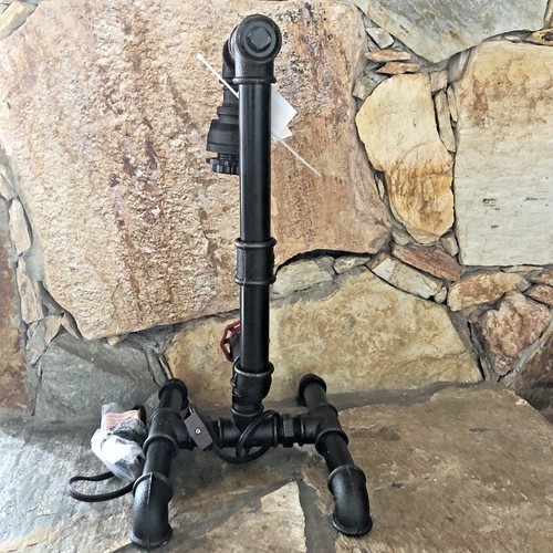 Industrial Lamp Metal Edison table Lamp black Rustic man cave room decor - Picture 5 of 7