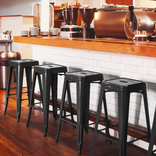 4 Pack 30" Stackable Metal Barstool Set Dining Table Chair Counter Height Stool - Picture 8 of 52