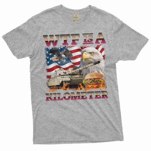 Men's Funny 4th of July WTF is a Kilometer T-shirt usa patriotic shirts for men - Picture 5 of 8