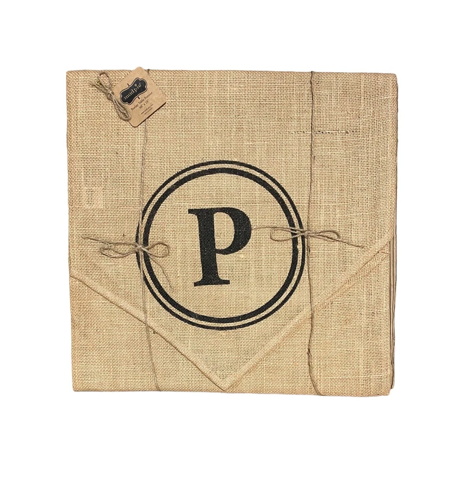 Mud Pie Burlap Table Runner Initial Monogram “P” - Image 2 of 2