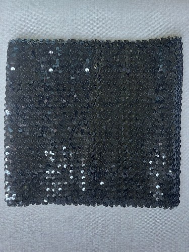 Vintage 80s Black Sequin Sequence Tube Top Disco Glam Rock Rubber One Size - Picture 6 of 11