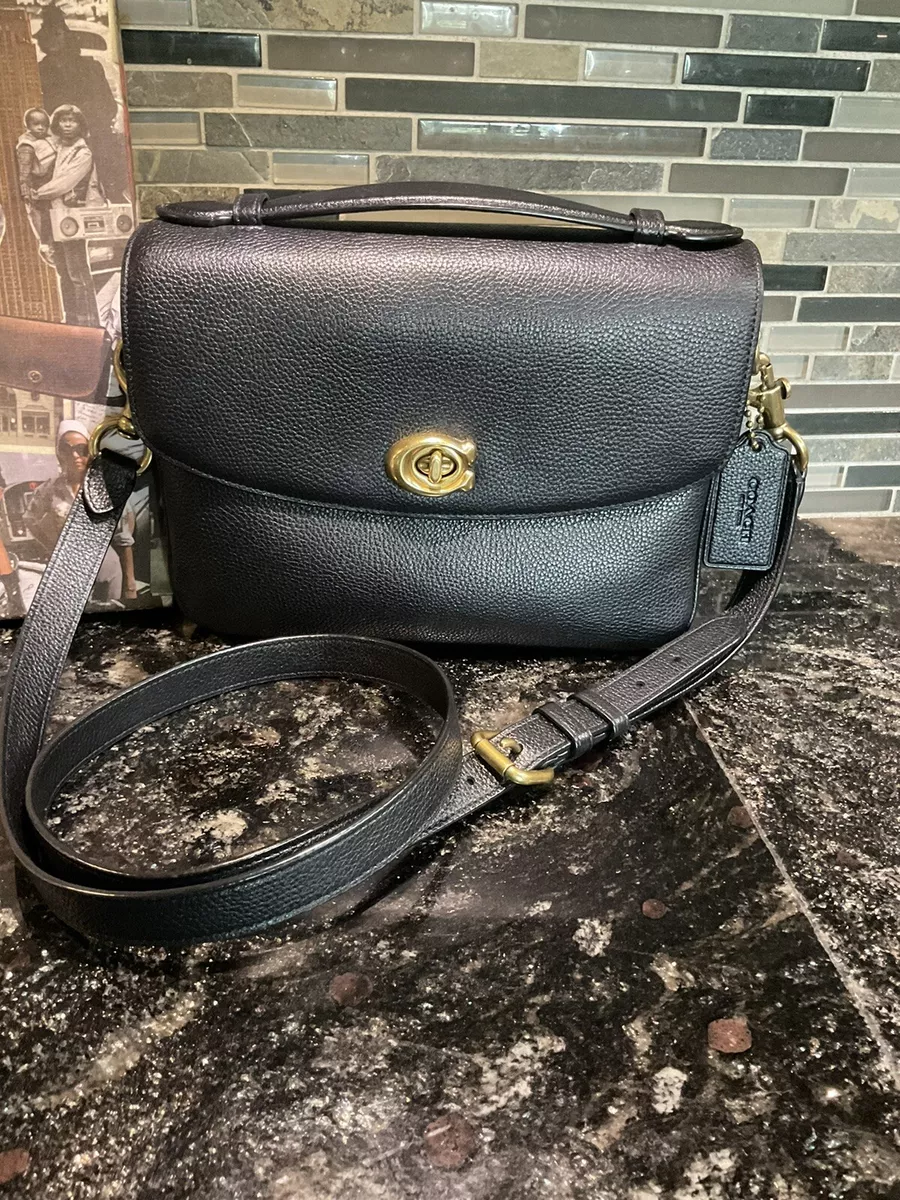 Coach Cassie Crossbody Top Handle Pebbled Leather Black 68348 CA131