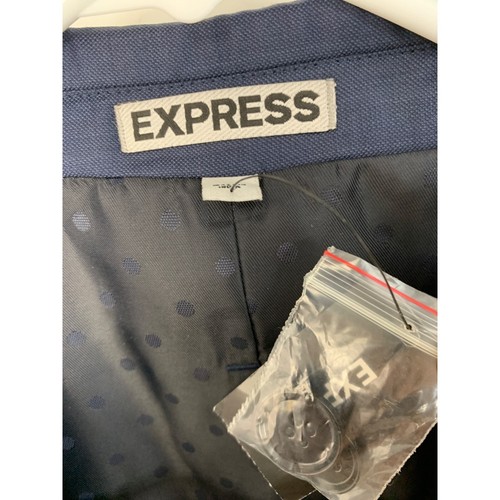 Express Fitted Blazer 44R Blue Wool NWT $328 Mens 2 Button Single Vent 7769 - Picture 10 of 10