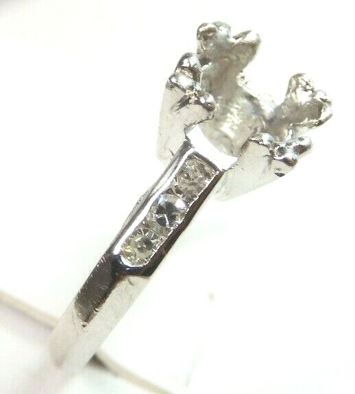 Antique Art Deco Mounting Setting Platinum Hold 6.5-7MM Ring Size 4.75 UK-J - Picture 5 of 12