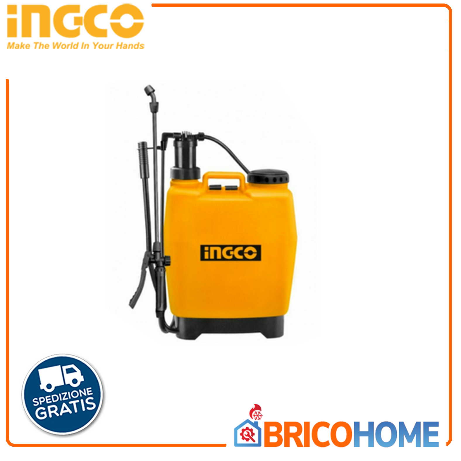 POMPA IRRORATRICE A SPALLA MANUALE DA 16L INGCO