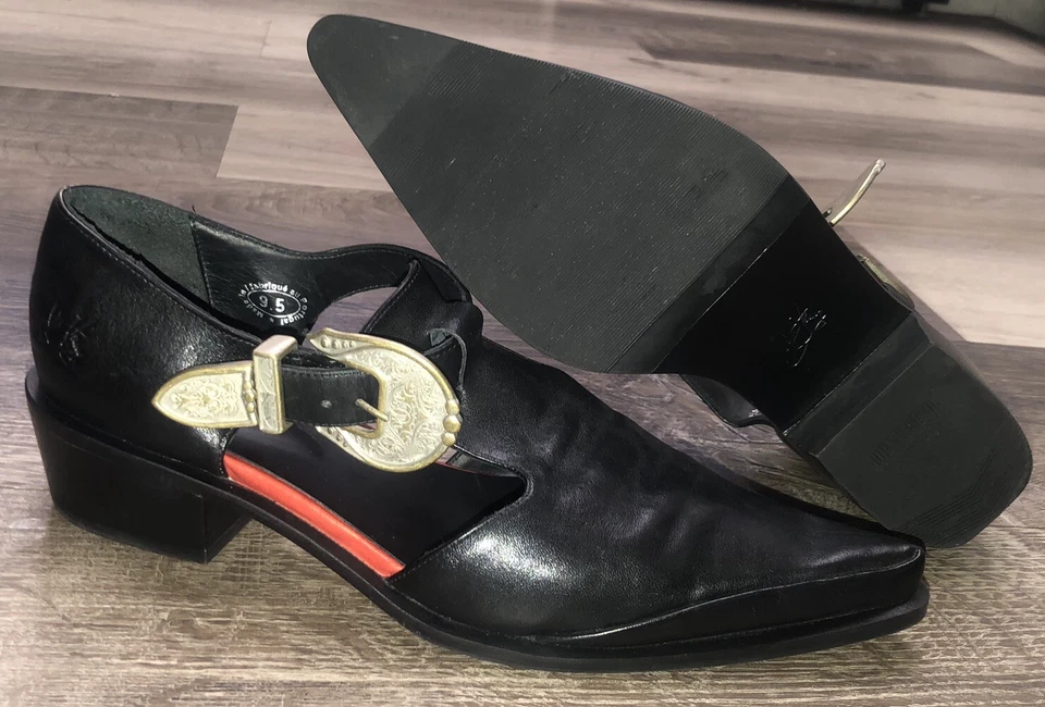 Zapatos John Fluevog para mujer envolturas articuladas con hebilla correa en T negros 9,5 Foto 3 de 4