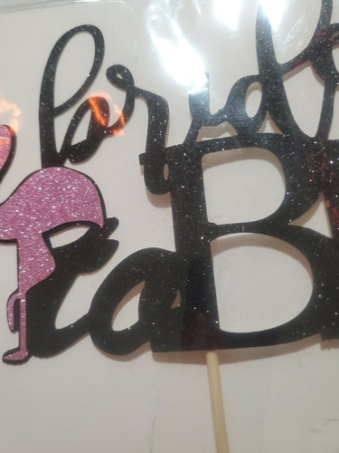 Premium Cake Topper Top Party Glitter Sparkle Bride to Be Bachelorette Flamingo - Picture 3 of 5