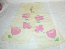 Vtg Vera Neumann Oblong Sheer Scarf Pink Modernist Roses on Off White 10x46