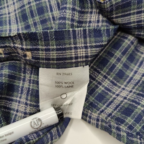 Sir Pendleton Virgin Wool Mens Size Large Plaid Blue Button Down Shirt USA - Picture 5 of 7