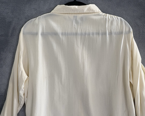 J JILL Women Silk Blouse Size M Ivory Long Sleeve Button Front Career 47-28 - Picture 4 of 13