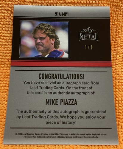 2024 LEAF METAL MIKE PIAZZA #91A-MP1 Autograph Pulsar Super Prismatic 1/1 - Picture 10 of 10