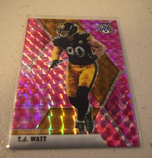2022 Panini Mosaic TJ Watt Pink Cami Prizm #167 Pittsburgh Steelers