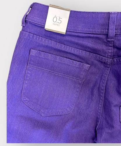 Pantalones capri Chicos para mujer 6 pequeños de sarga púrpura elásticos costeros mínimos clásicos - Imagen 4 de 6