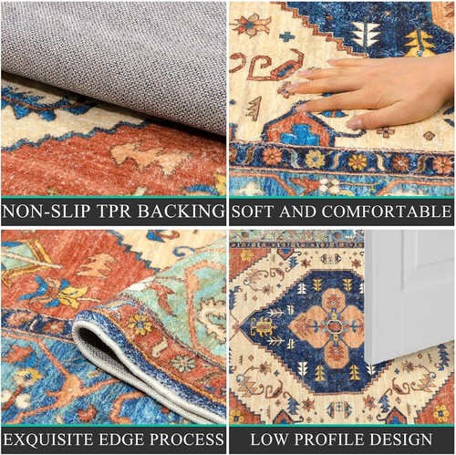 Vintage 4x6 Rug - Retro Kitchen Accent & Soft Non-Slip Carpet for Living Room - Picture 6 of 8